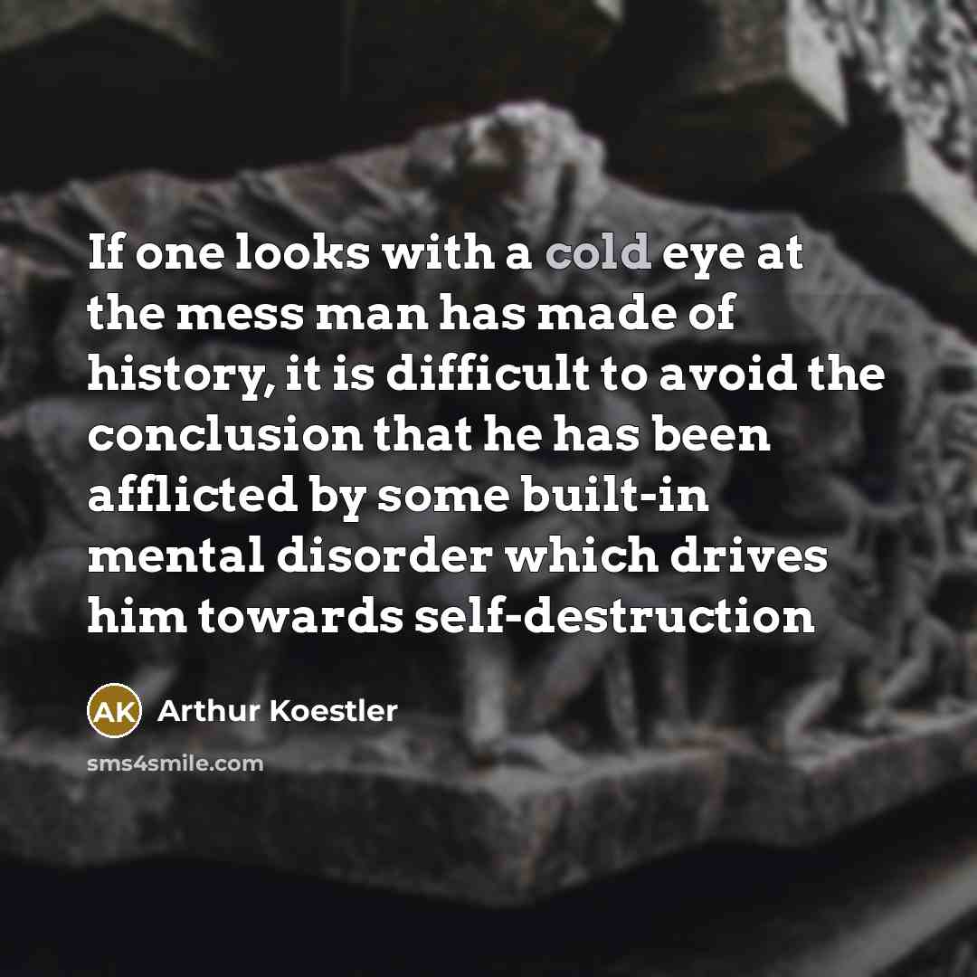 “If one looks with a cold eye at the mess…” quote by Arthur Koestler