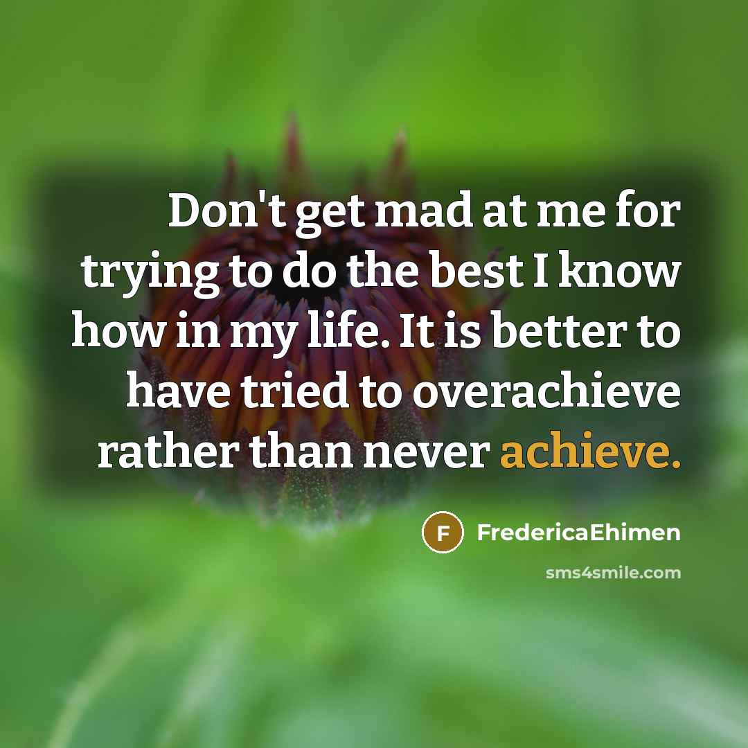 “Don't get mad at me for trying to do the…” quote by FredericaEhimen