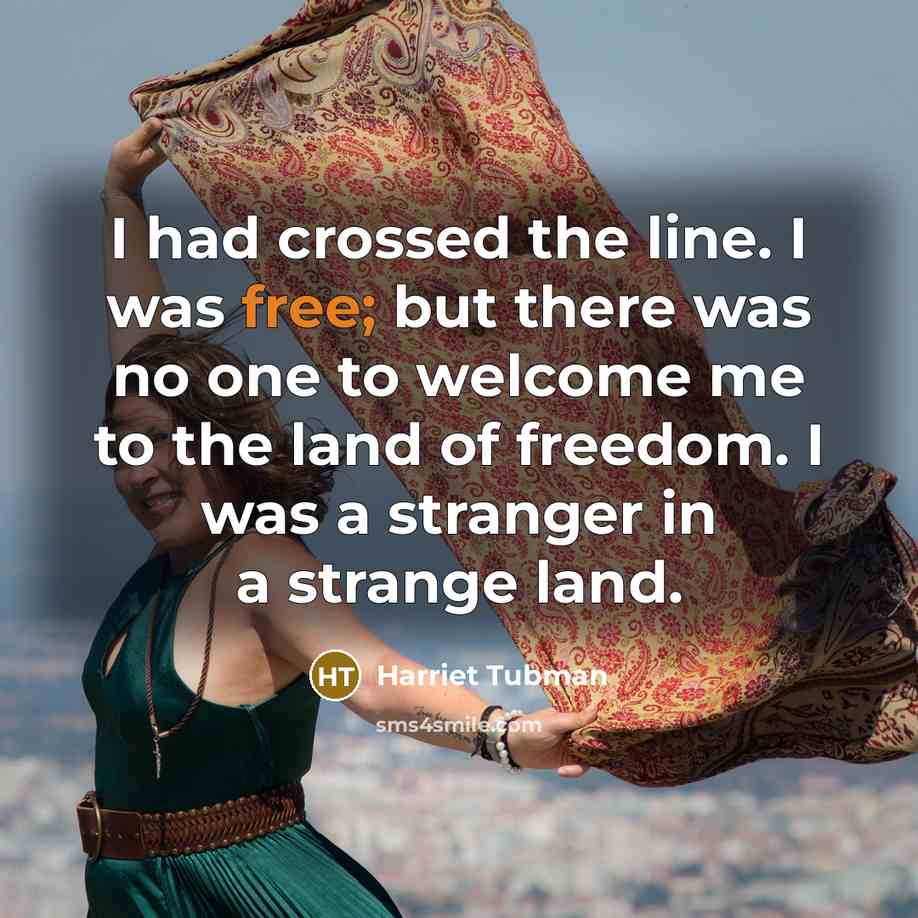 “I had crossed the line. I was free; but there…” quote by Harriet Tubman