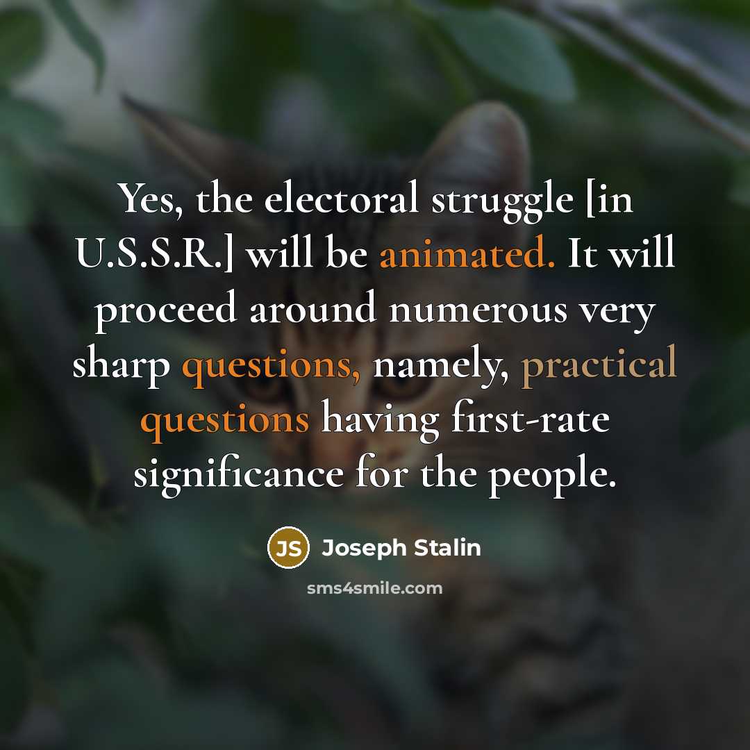 “Yes, the electoral struggle [in U.S.S.R.] will be animated. It…” quote by Joseph Stalin