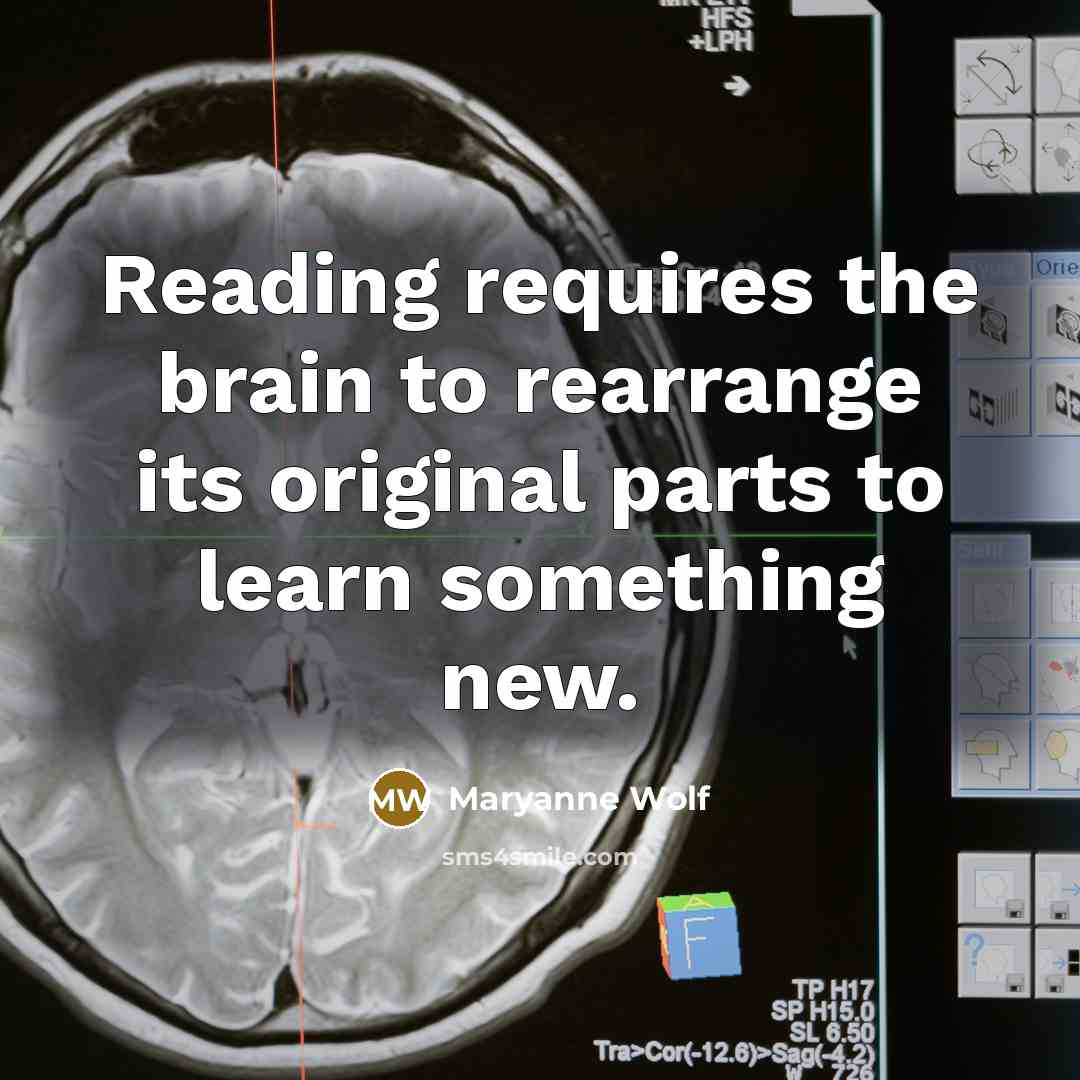 “Reading requires the brain to rearrange its original parts to…” quote by Maryanne Wolf