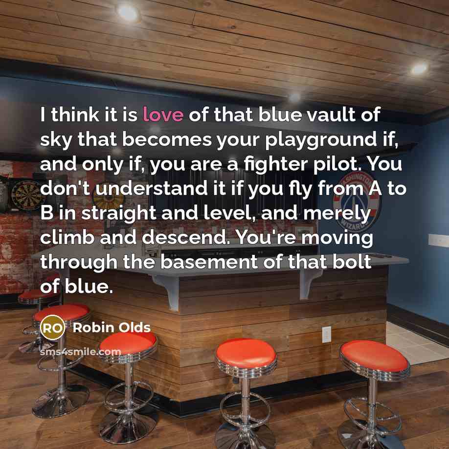 “I think it is love of that blue vault of…” quote by Robin Olds