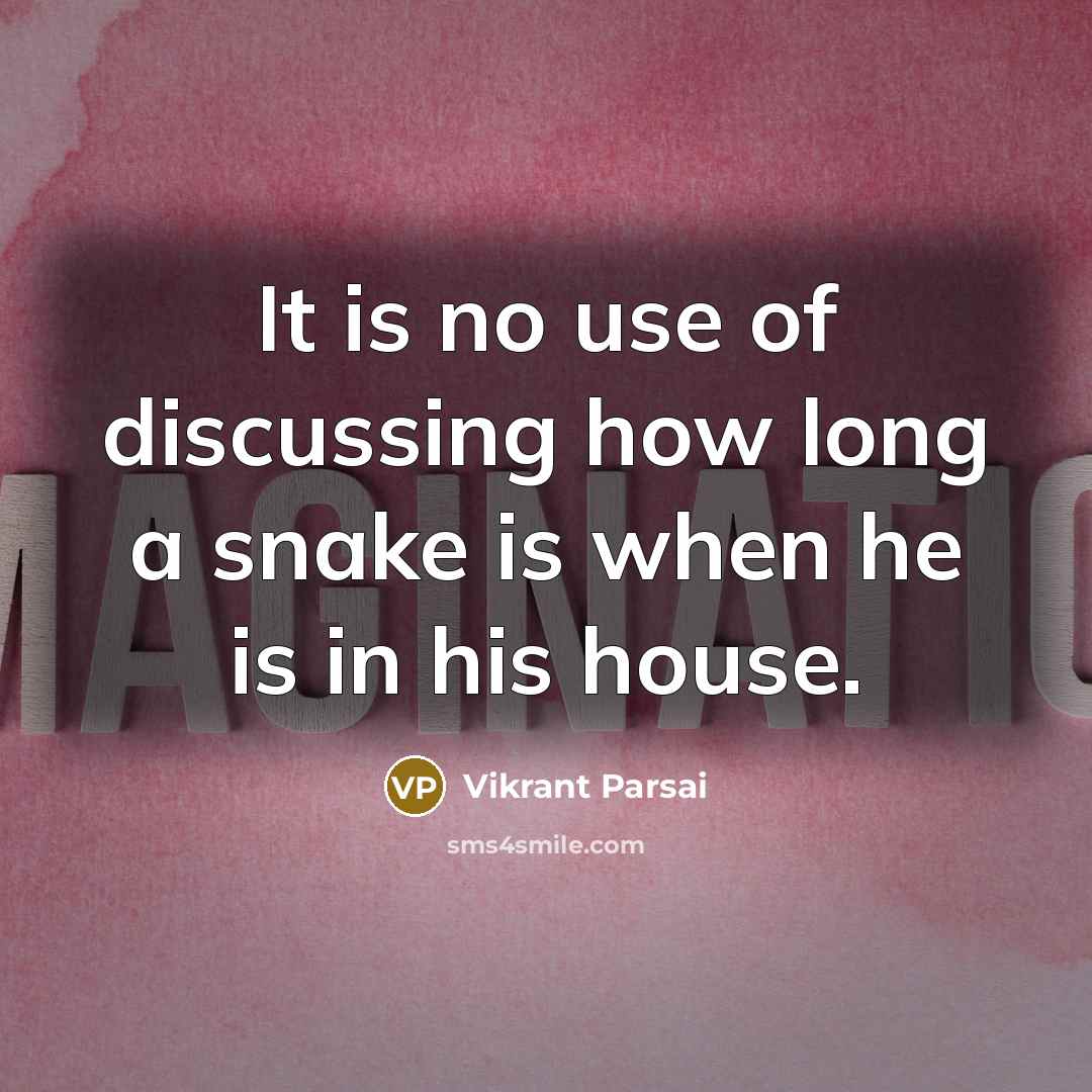 “It is no use of discussing how long a snake is when he is in his house.” quote by Vikrant Parsai
