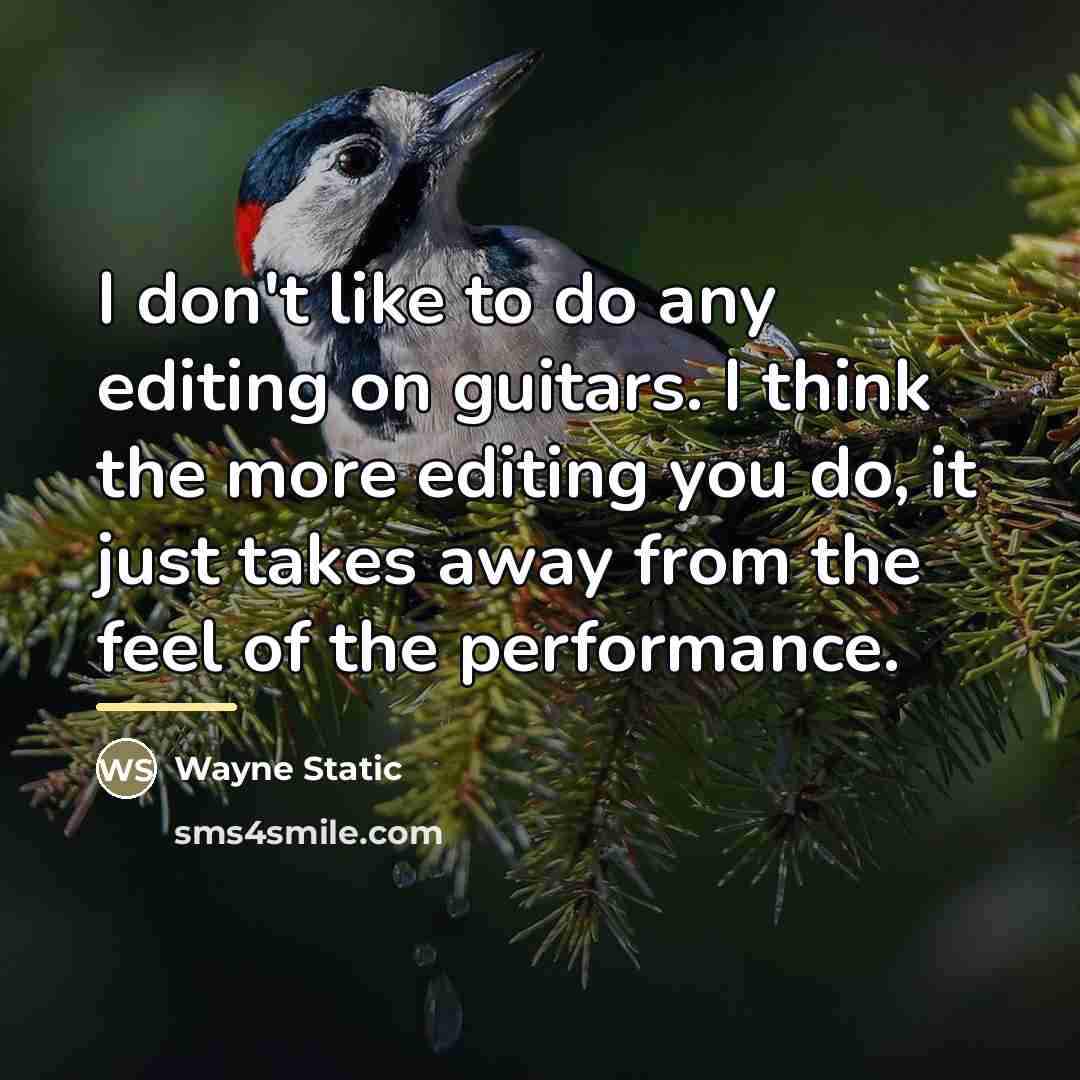 “I don't like to do any editing on guitars. I…” quote by Wayne Static