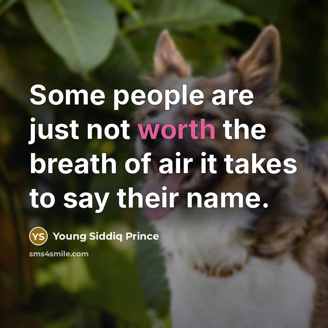 “Some people are just not worth the breath of air…” quote by Young Siddiq Prince