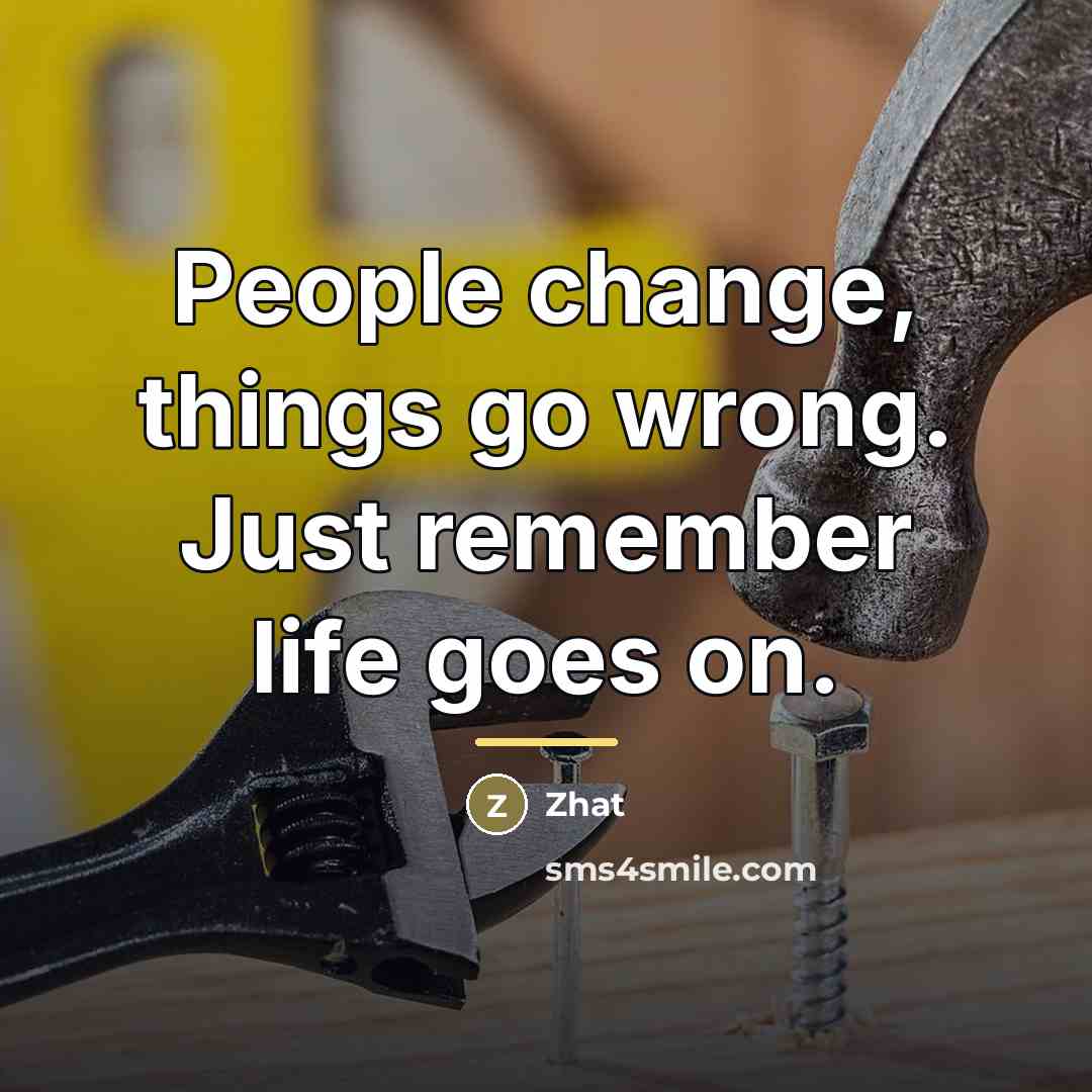 “People change, things go wrong. Just remember life goes on.…” quote by Zhat