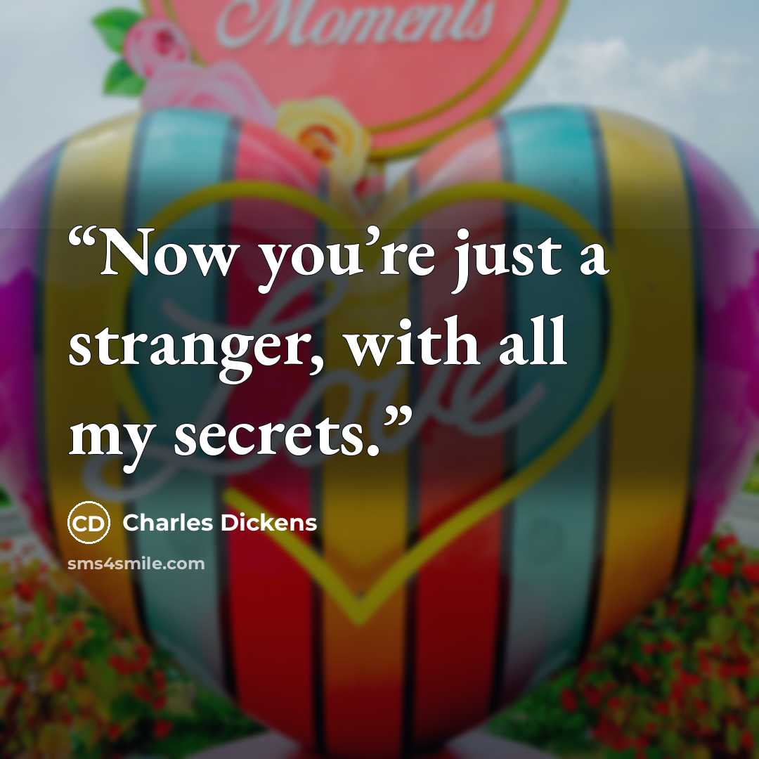 “Now you’re just a stranger, with all my secrets.” quote by Charles Dickens