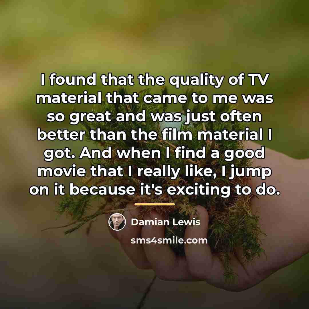 “I found that the quality of TV material that came…” quote by Damian Lewis