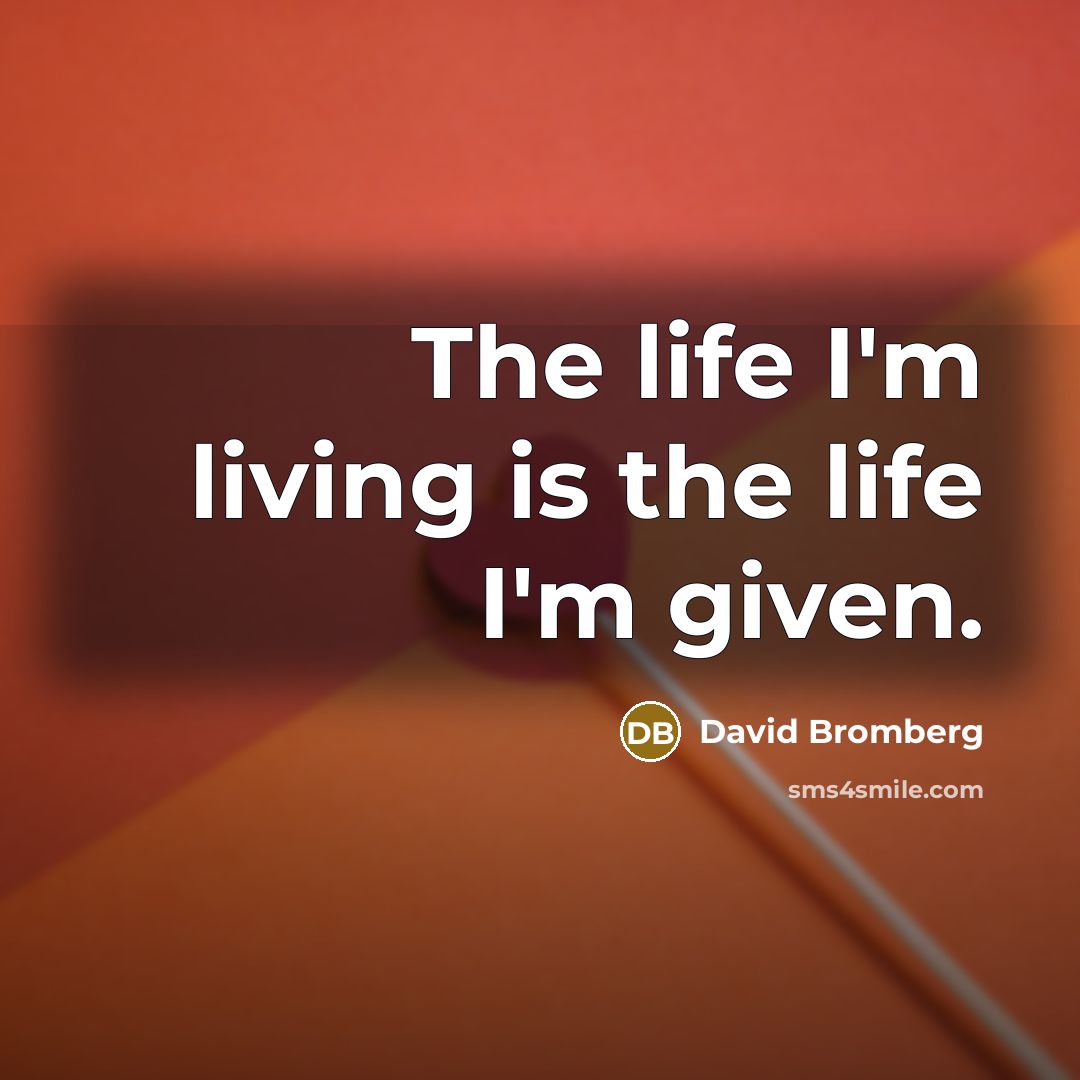 “The life I'm living is the life I'm given.…” quote by David Bromberg