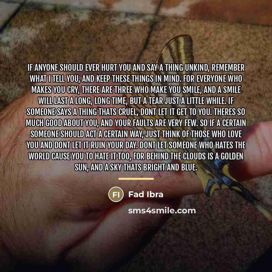 “If anyone should ever hurt you And say a thing…” quote by Fad Ibra