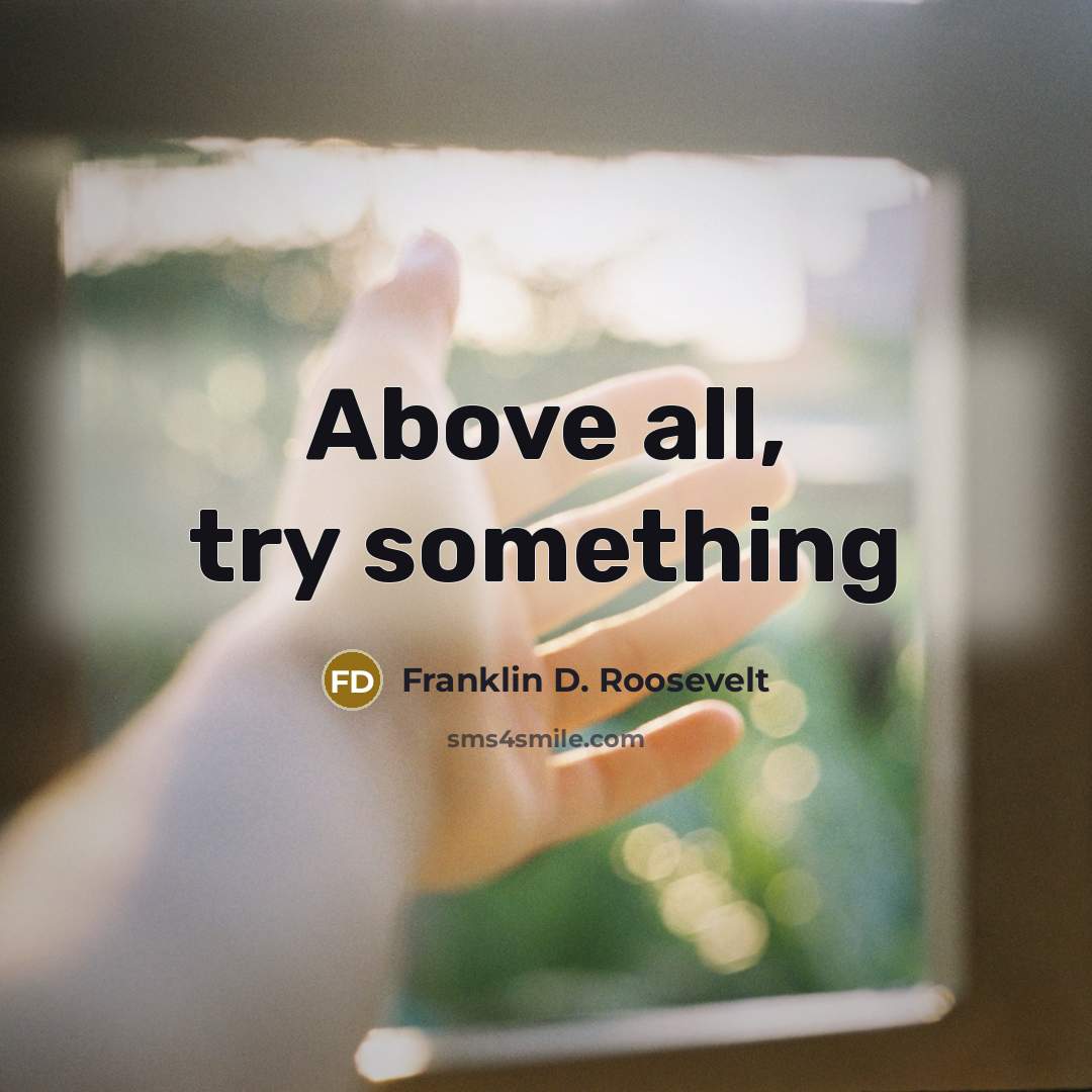 “Above all, try something…” quote by Franklin D. Roosevelt
