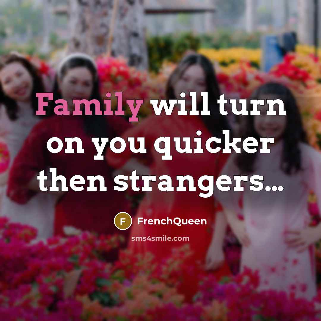 “Family will turn on you quicker then strangers....…” quote by Frenchqueen