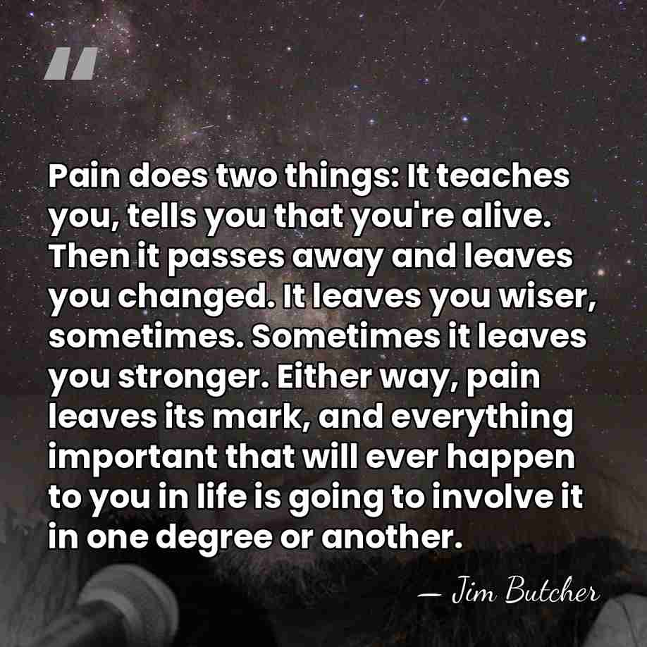 Pain does two things: It teaches you, tells you that you're alive.&hellip; - Jim Butcher