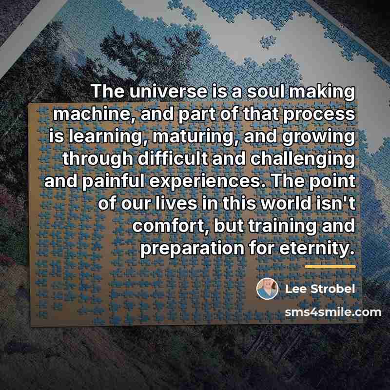 “The universe is a soul making machine, and part of…” quote by Lee Strobel