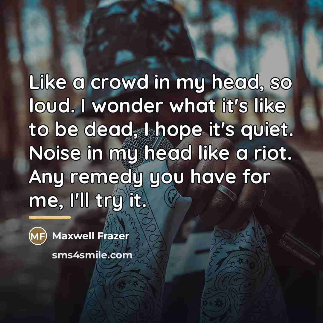 “Like a crowd in my head, so loud. I wonder…” quote by Maxwell Frazer