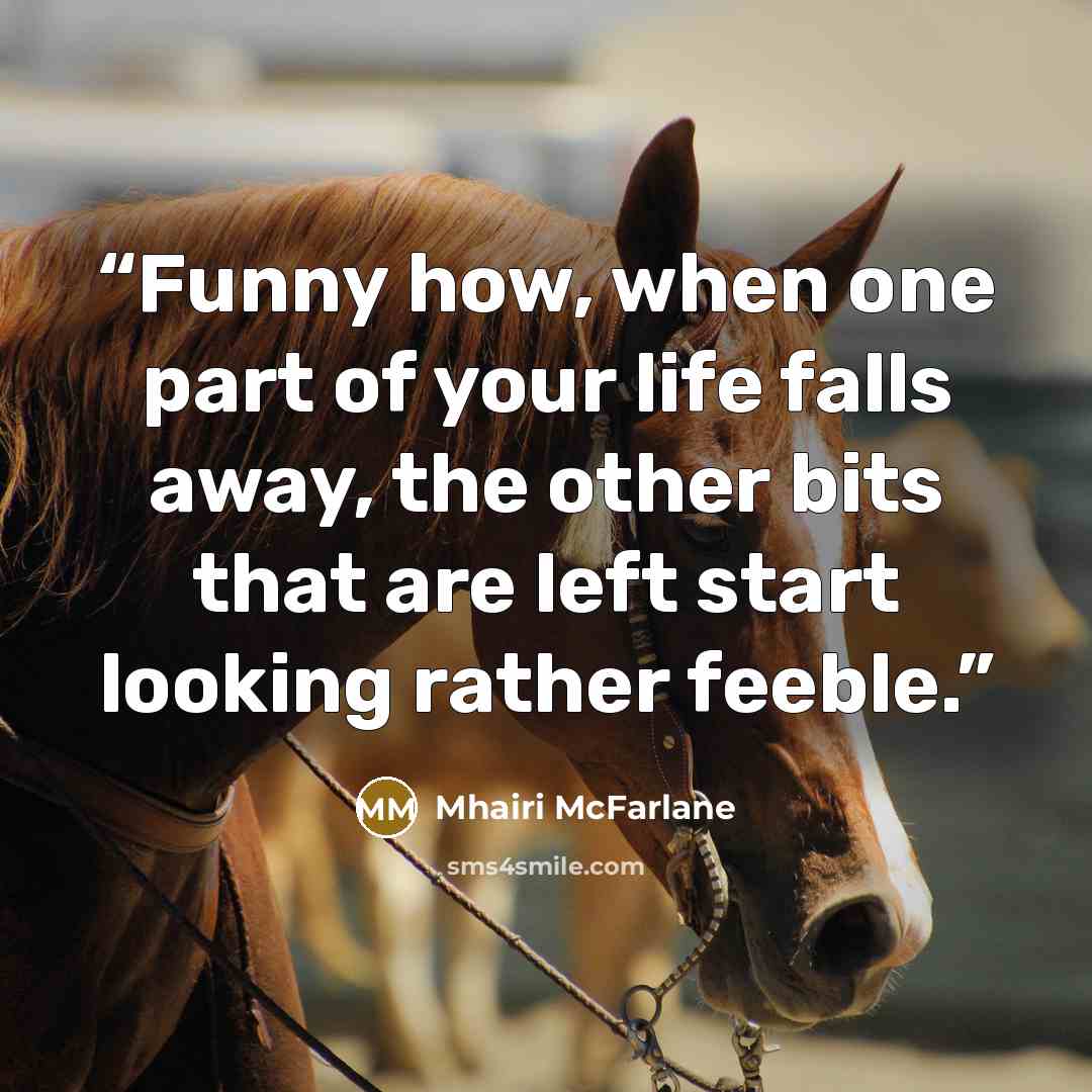 “Funny how, when one part of your life falls away, the other bits that are left start looking rather feeble.” quote by Mhairi McFarlane