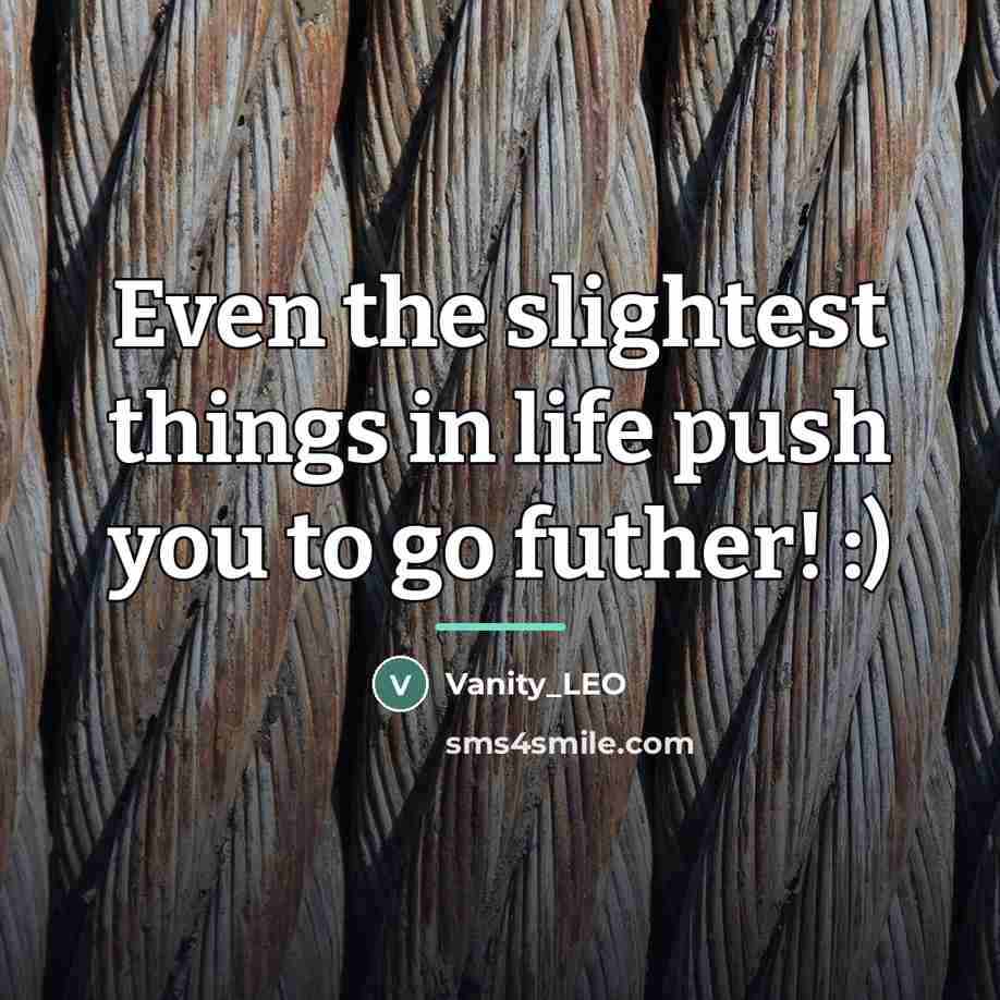 “Even the slightest things in life push you to go…” quote by Vanity_LEO