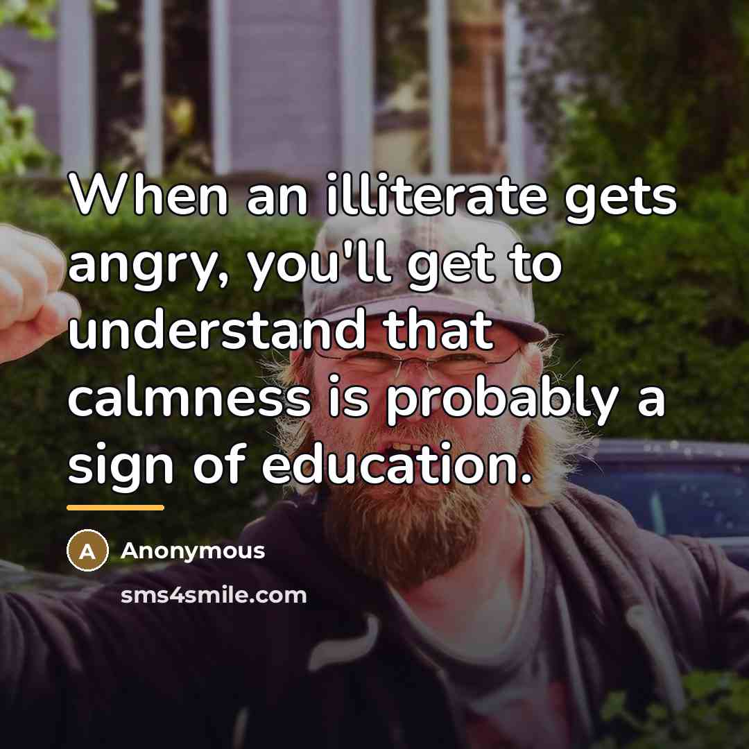 “When an illiterate gets angry, you'll get to understand that…” quote by Anonymous