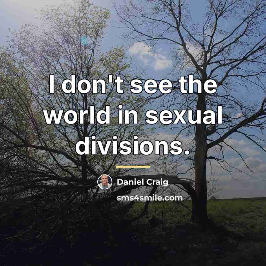 “I don't see the world in sexual divisions.…” quote by Daniel Craig