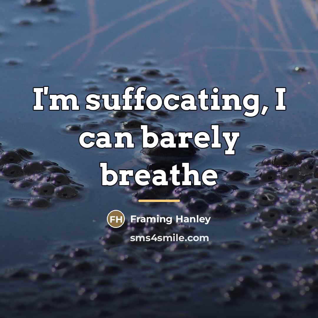 “I'm suffocating, I can barely breathe…” quote by Framing Hanley