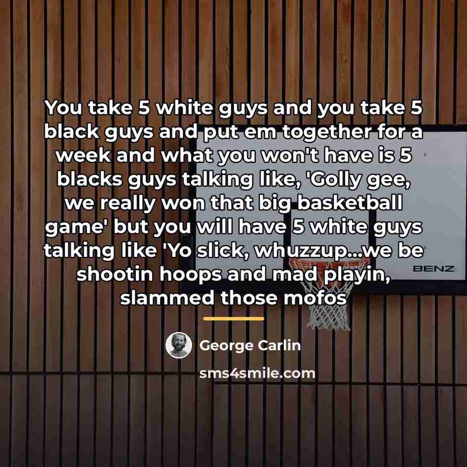 “You take 5 white guys and you take 5 black…” quote by George Carlin