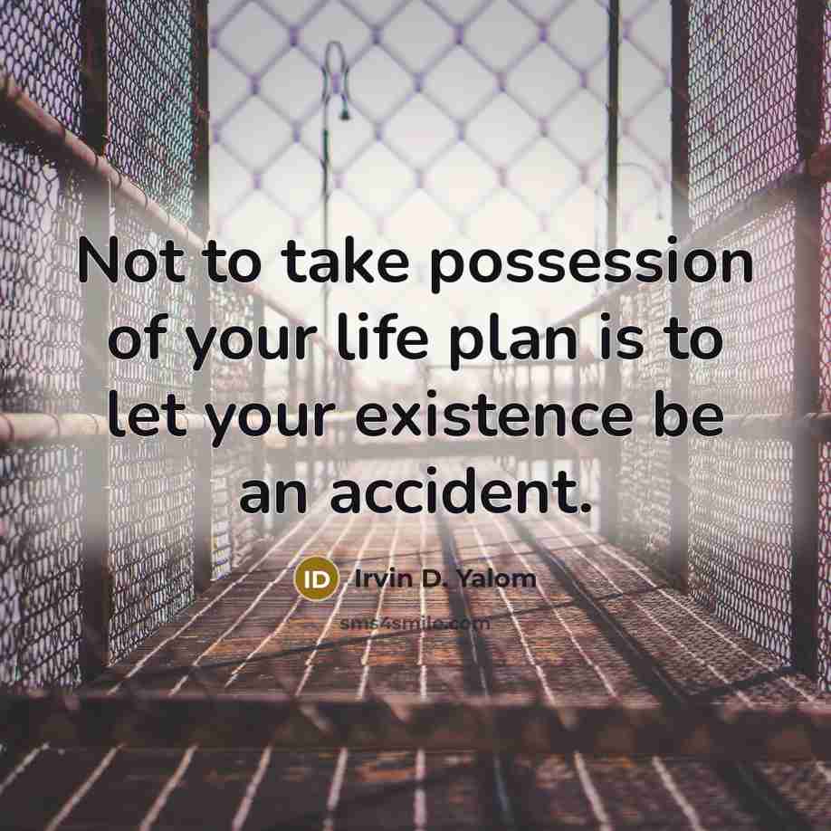 “Not to take possession of your life plan is to let your existence be an accident.” quote by Irvin D. Yalom
