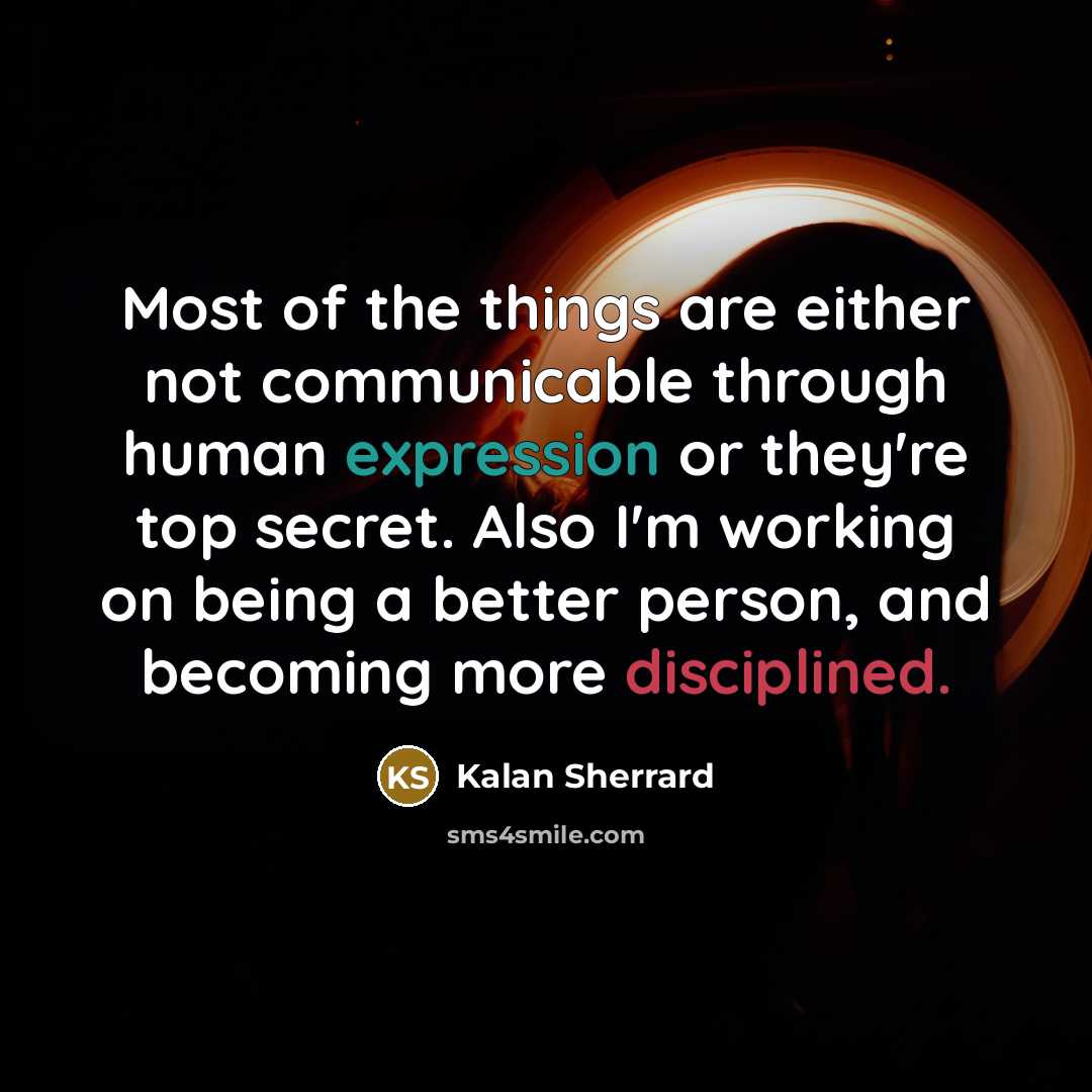 “Most of the things are either not communicable through human…” quote by Kalan Sherrard