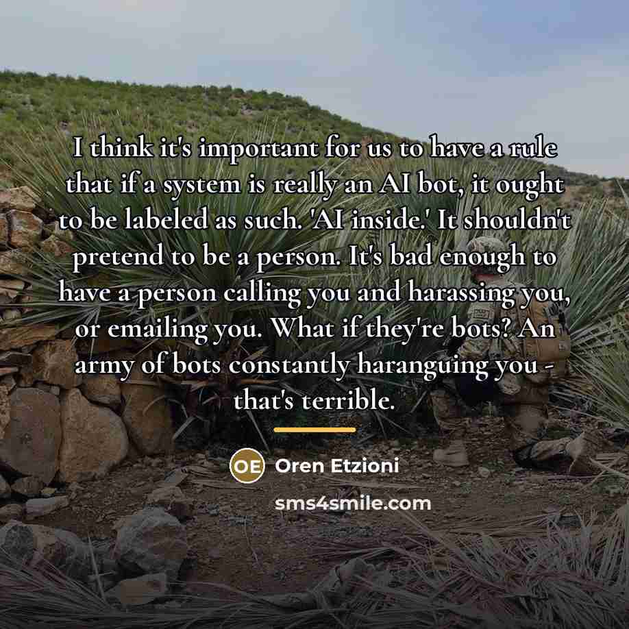 “I think it's important for us to have a rule…” quote by Oren Etzioni
