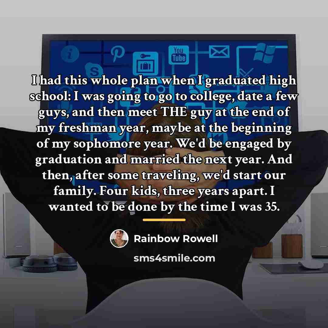 “I had this whole plan when I graduated high school:…” quote by Rainbow Rowell