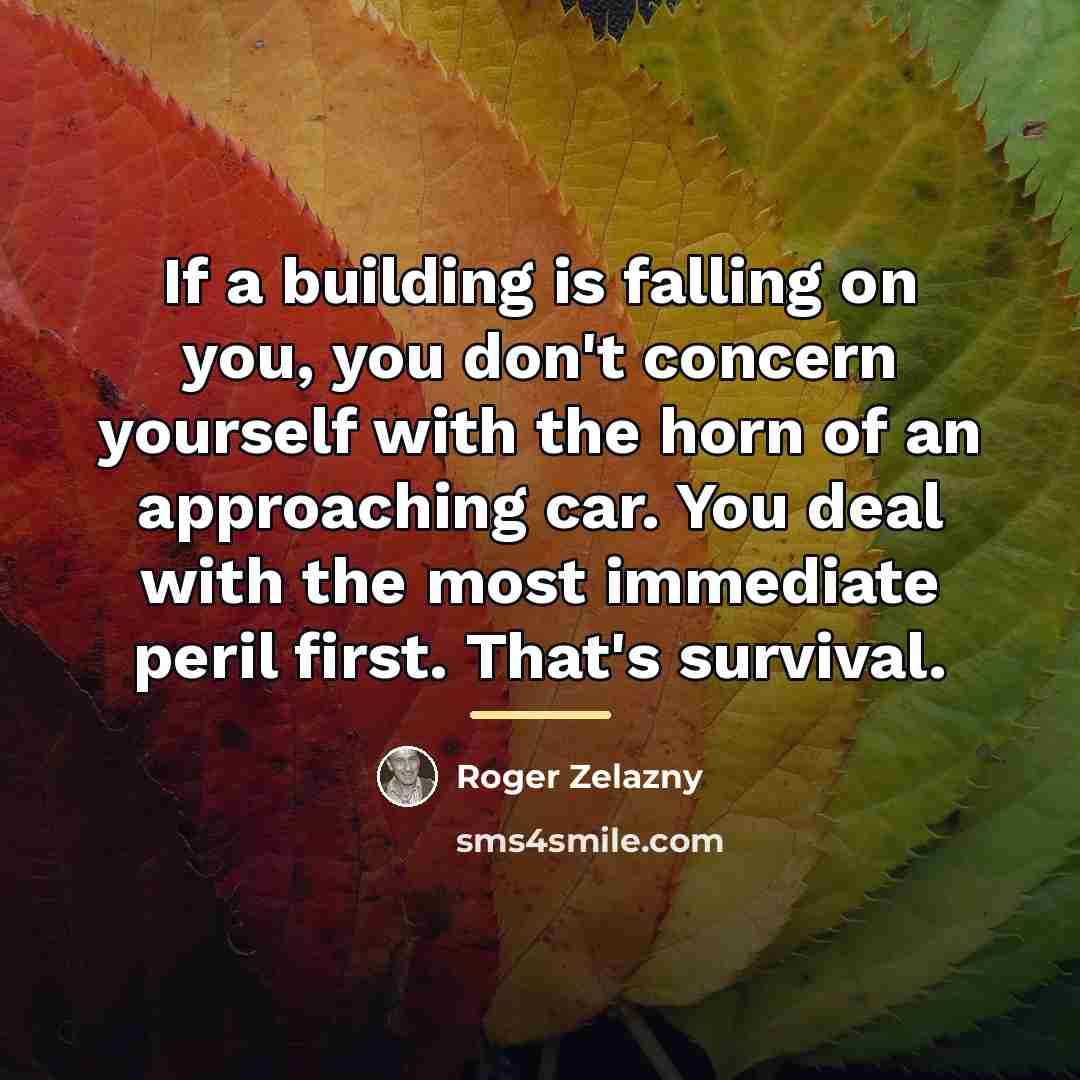 “If a building is falling on you, you don't concern…” quote by Roger Zelazny