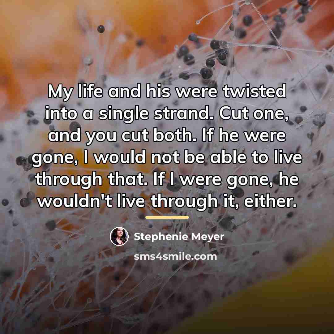 “My life and his were twisted into a single strand.…” quote by Stephenie Meyer