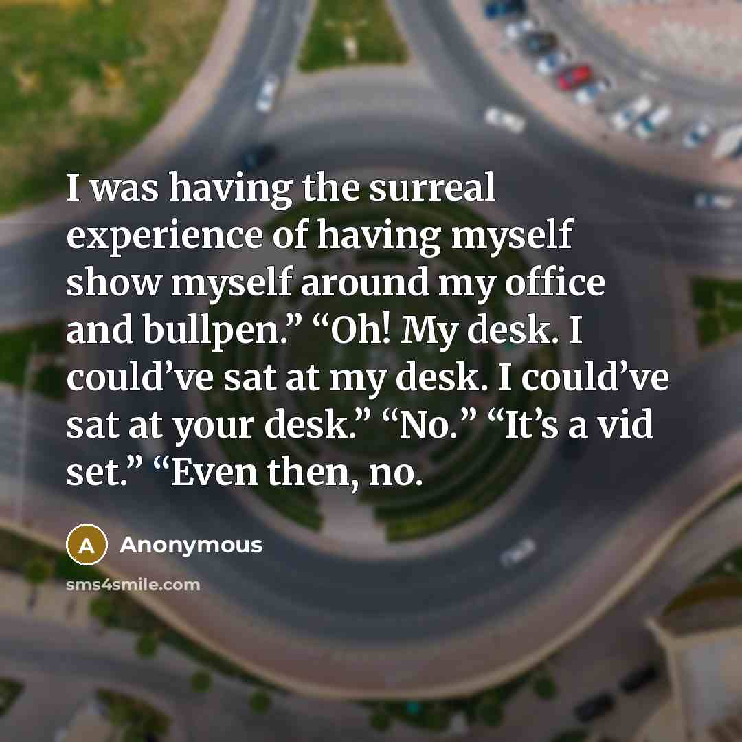 “I was having the surreal experience of having myself show…” quote by Anonymous