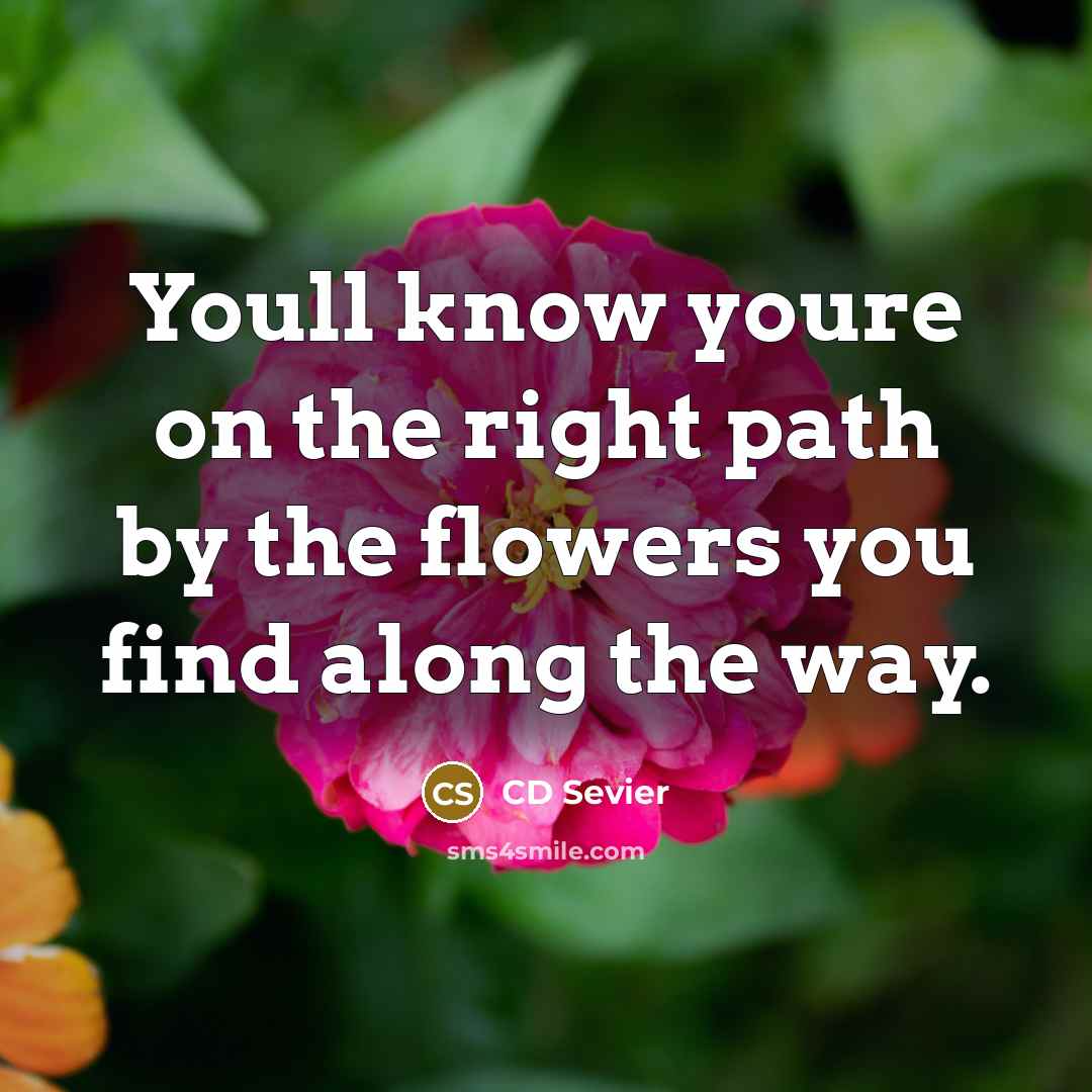 “Youll know youre on the right path by the flowers…” quote by CD Sevier