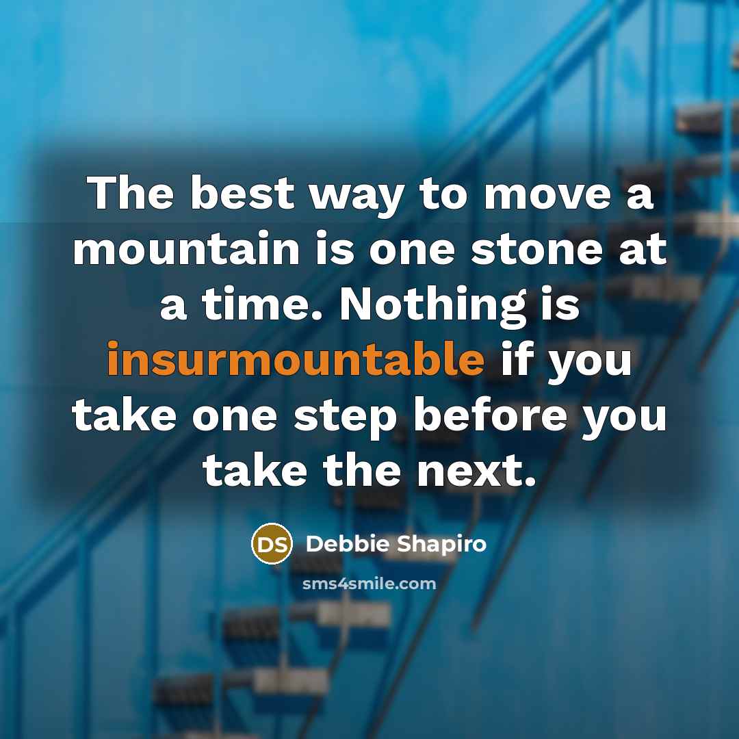 “The best way to move a mountain is one stone…” quote by Debbie Shapiro