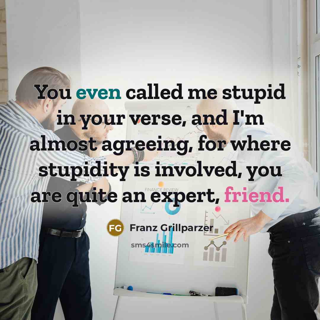 “You even called me stupid in your verse, and I'm…” quote by Franz Grillparzer