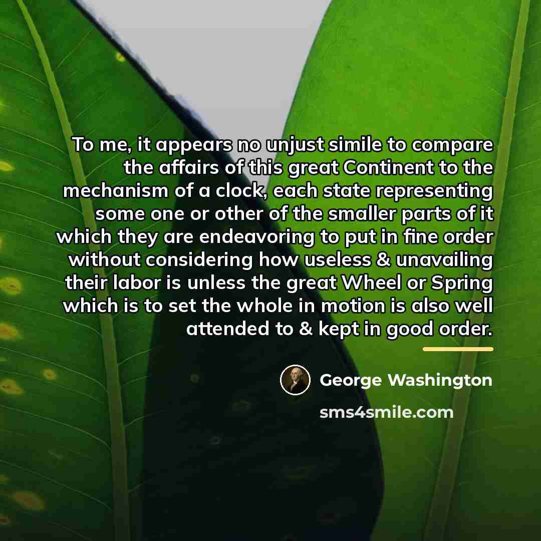 “To me, it appears no unjust simile to compare the…” quote by George Washington