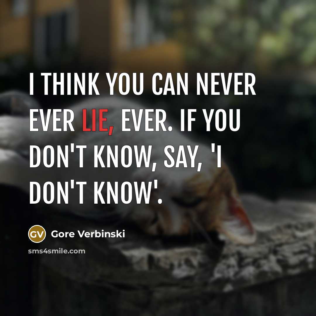 “I think you can never ever lie, ever. If you…” quote by Gore Verbinski