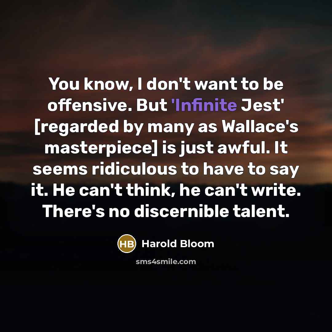 “You know, I don't want to be offensive. But 'Infinite…” quote by Harold Bloom
