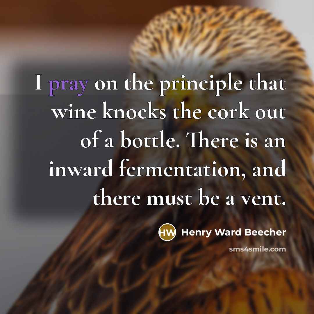 “I pray on the principle that wine knocks the cork…” quote by Henry Ward Beecher