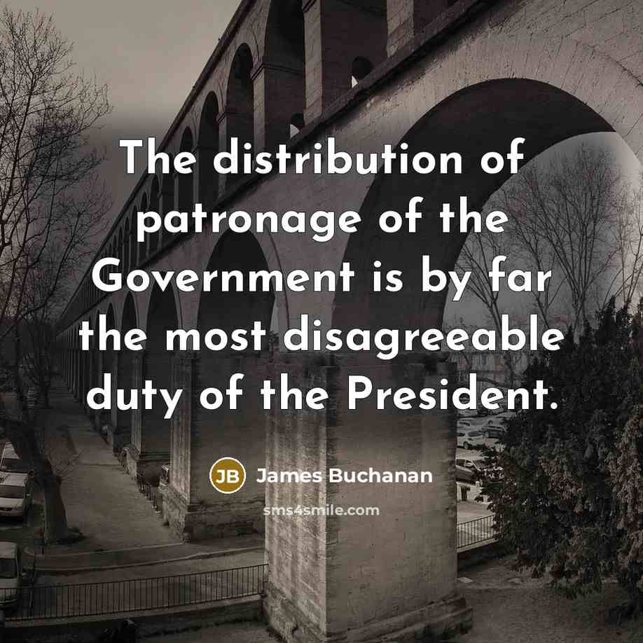 “The distribution of patronage of the Government is by far…” quote by James Buchanan