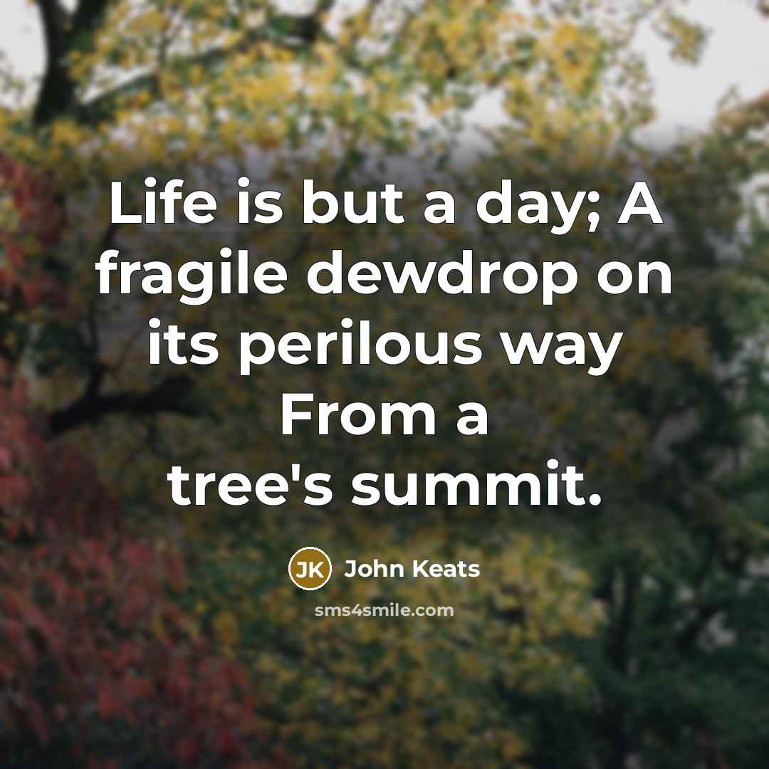 “Life is but a day; A fragile dewdrop on its…” quote by John Keats