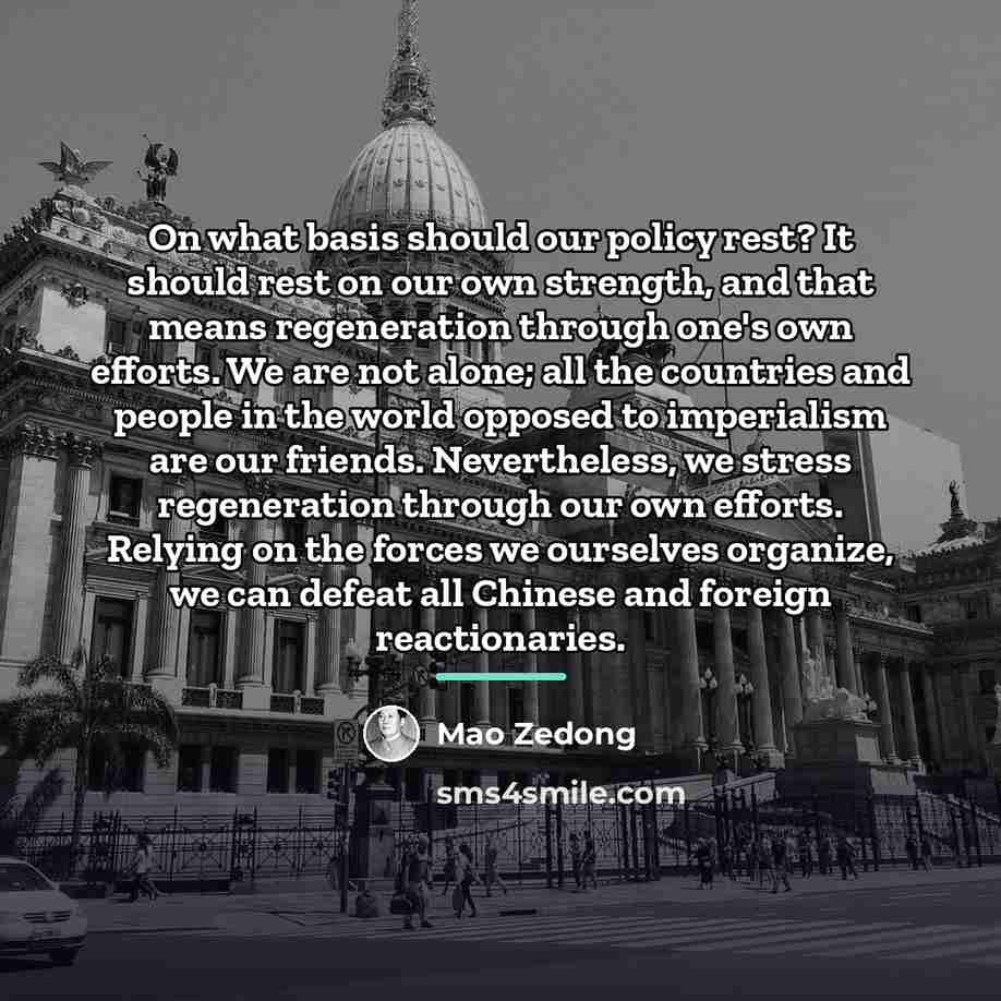 “On what basis should our policy rest? It should rest…” quote by Mao Zedong
