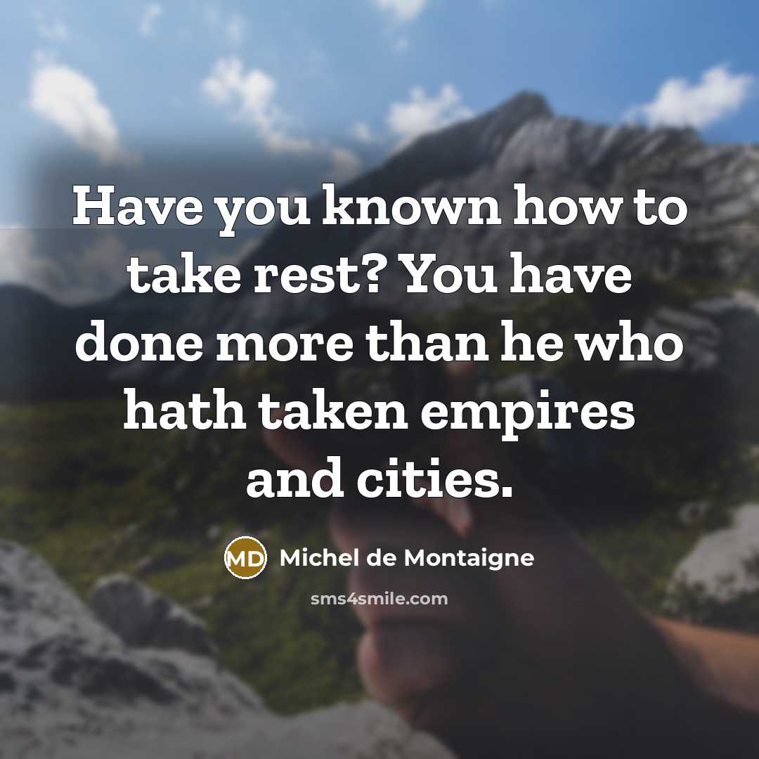 “Have you known how to take rest? You have done…” quote by Michel de Montaigne