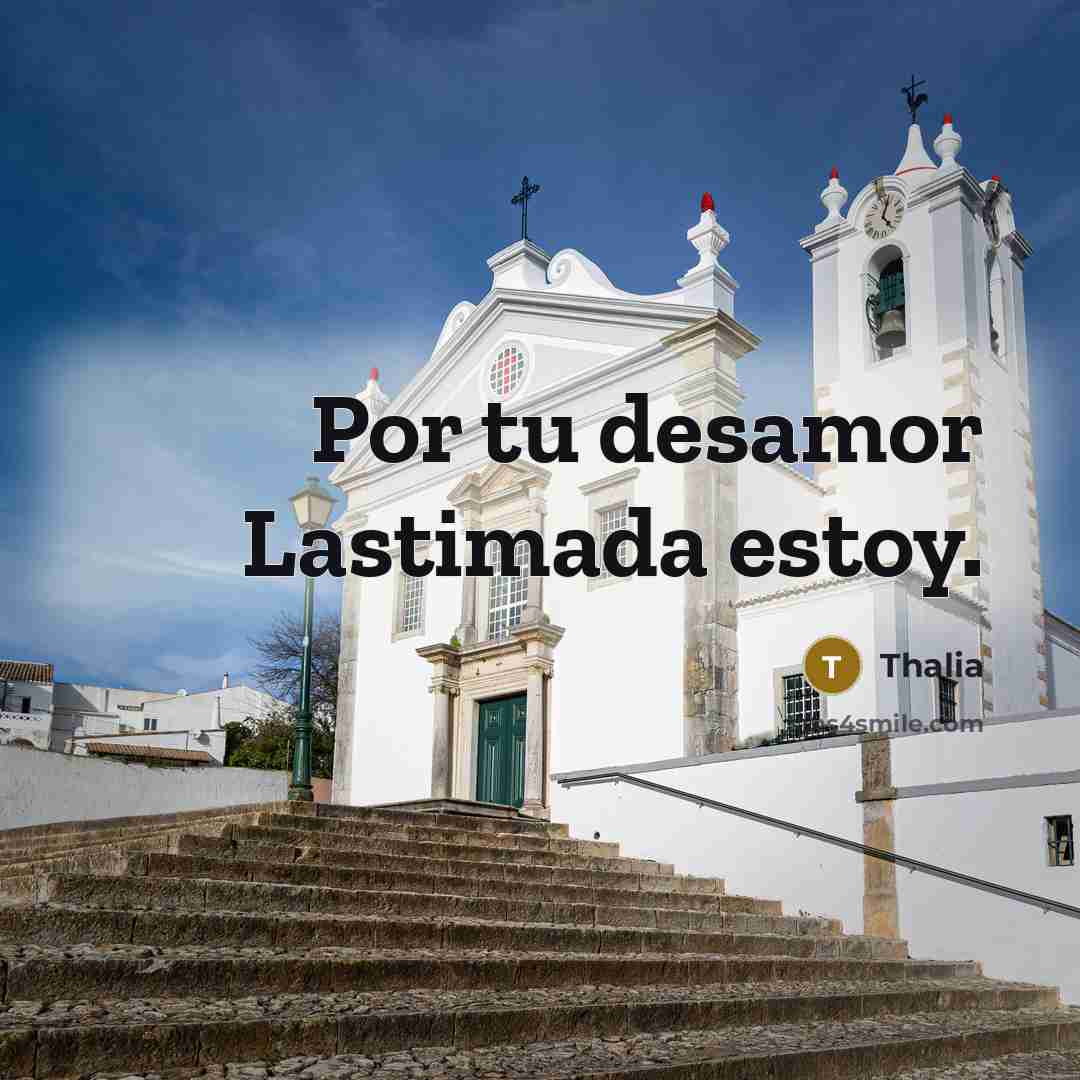 “Por tu desamor Lastimada estoy.” quote by Thalia