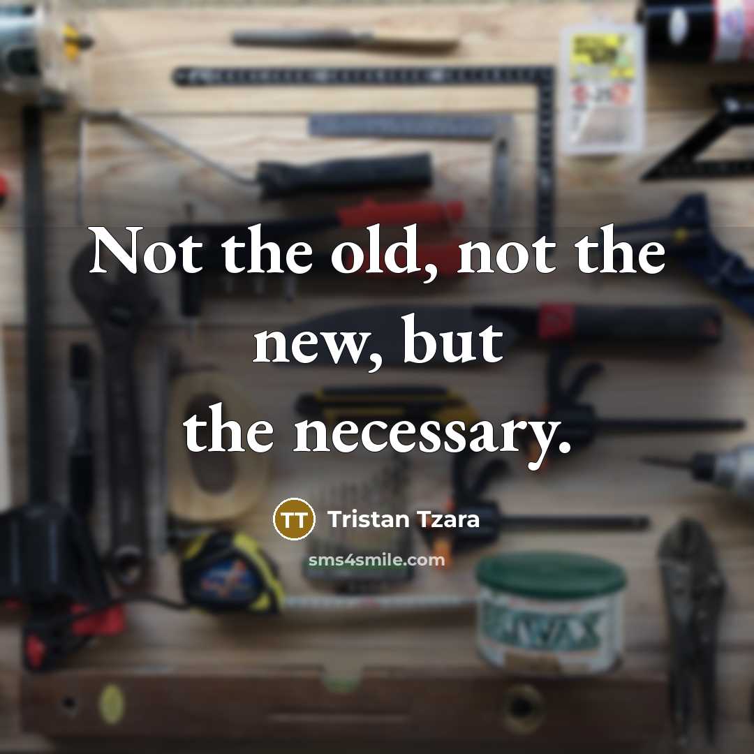 “Not the old, not the new, but the necessary.” quote by Tristan Tzara