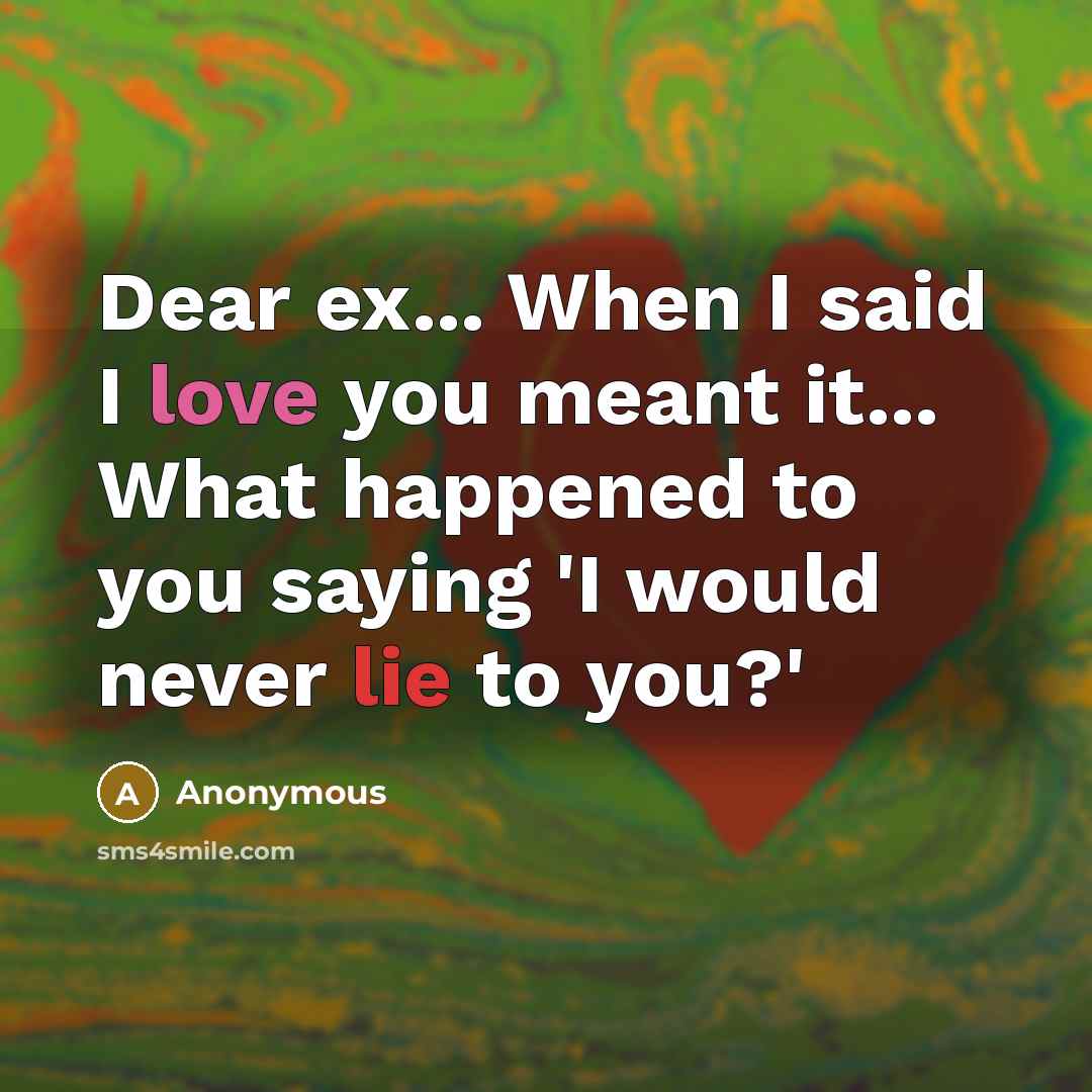 “Dear ex... When I said I love you meant it...…” quote by Anonymous