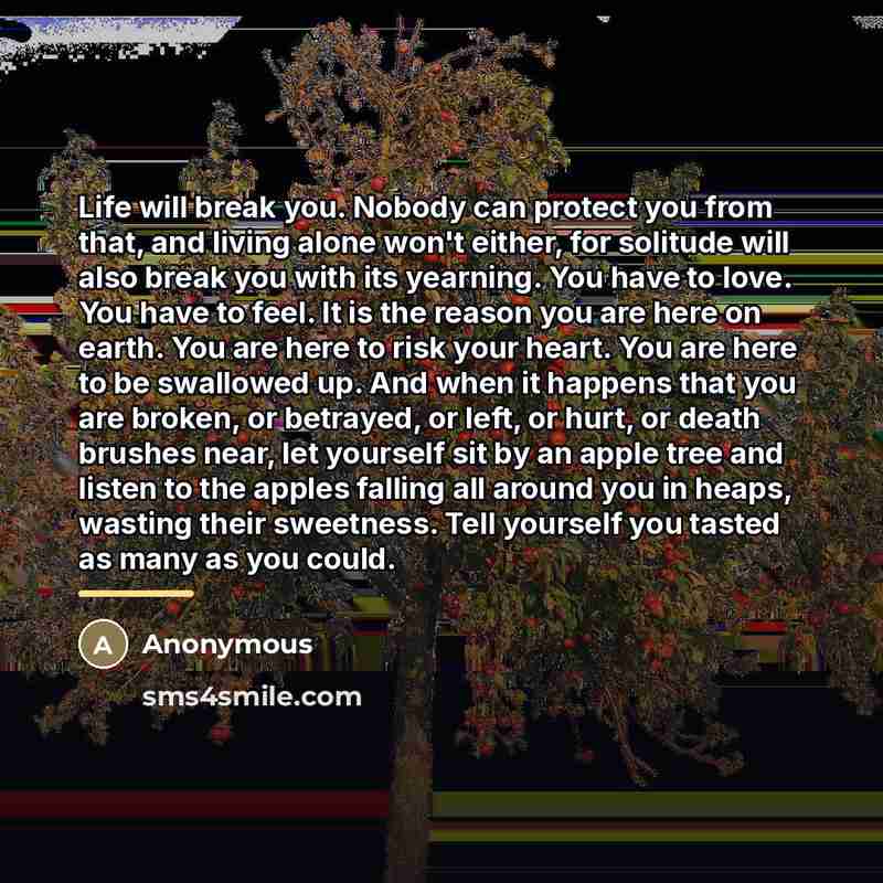 “Life will break you. Nobody can protect you from that,…” quote by Anonymous