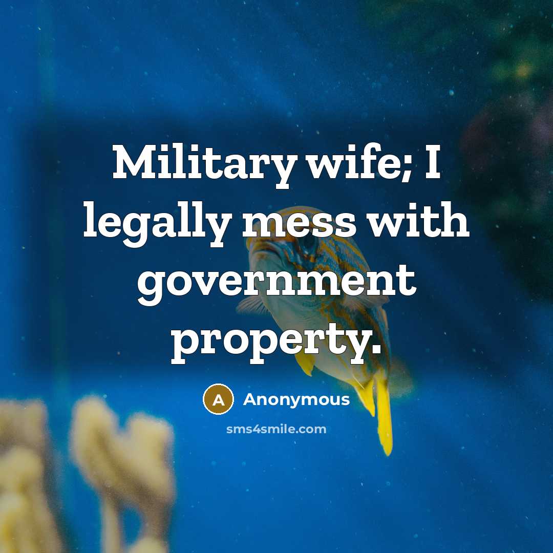 “Military wife; I legally mess with government property.…” quote by Anonymous