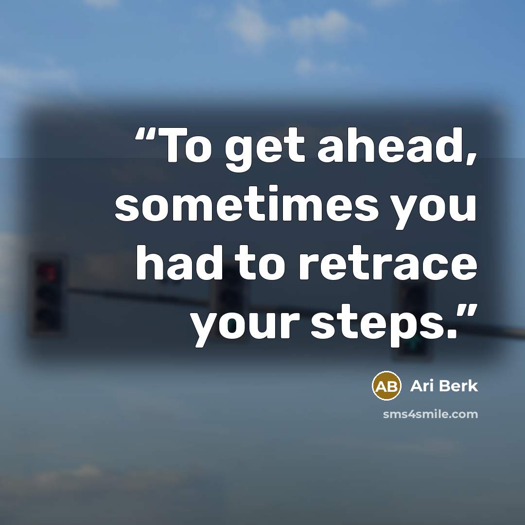 “To get ahead, sometimes you had to retrace your steps.” quote by Ari Berk