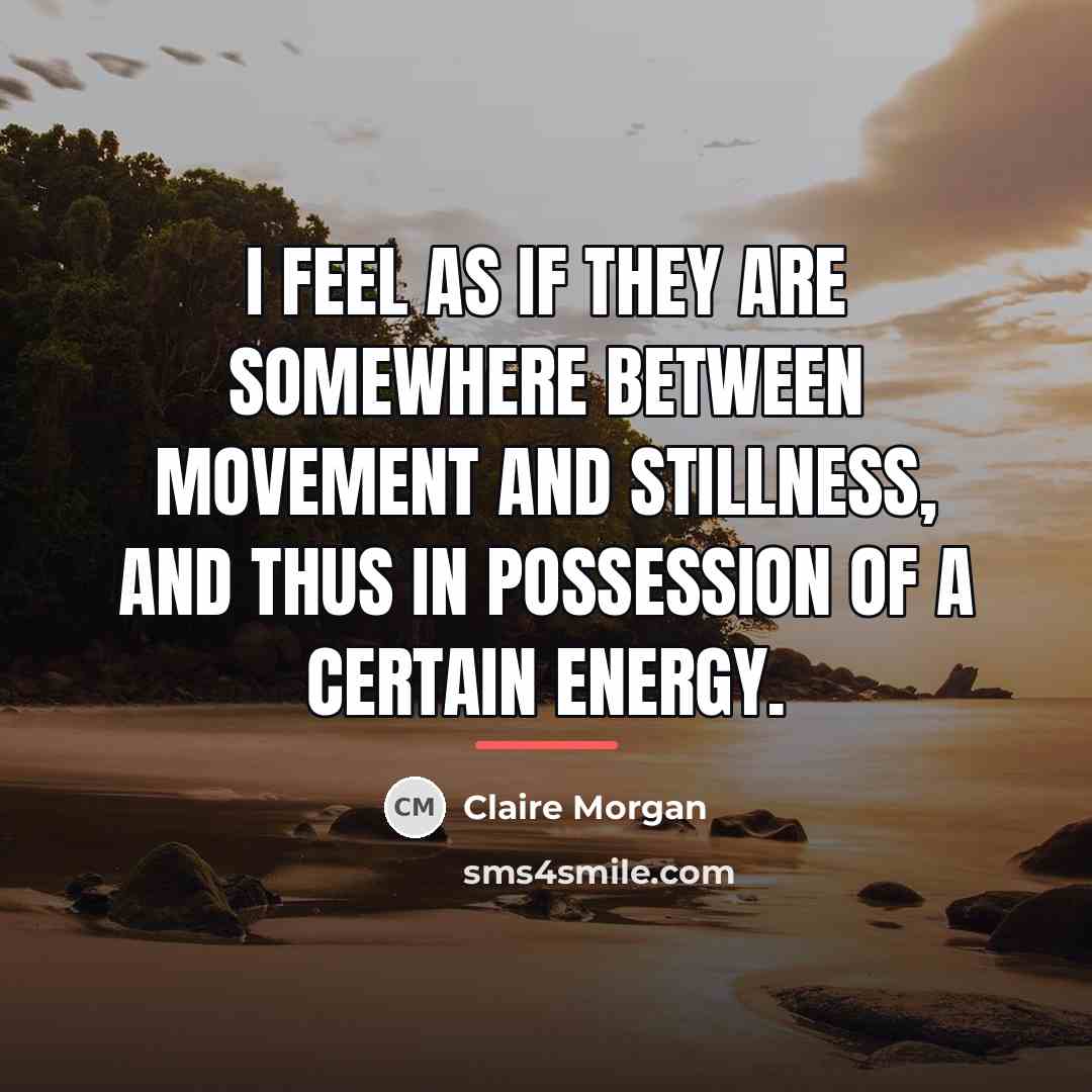 “I feel as if they are somewhere between movement and…” quote by Claire Morgan